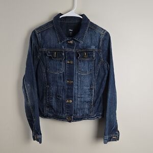 Gap 1969 Denim Trucker Jacket Womens Medium Dark Wash Blue 100% Cotton‎ RN54023